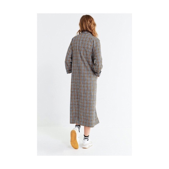 UO Checkered Button-Front Duster Coat - Picture 4 of 7